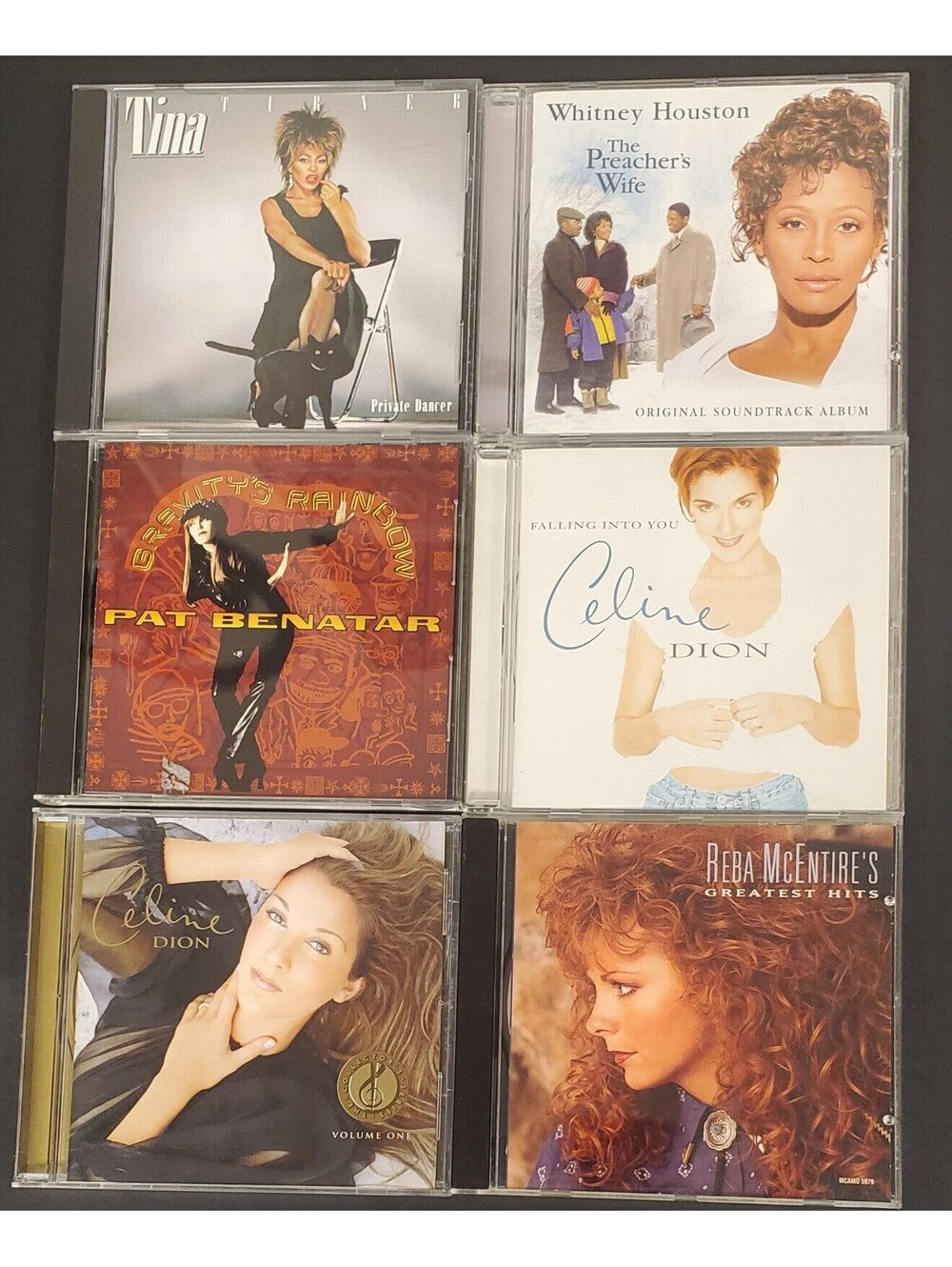 Lot of 6 Classic Pop CDs Tina Turner Whitney Houston Pat Benatar Celine Dion+ VG
